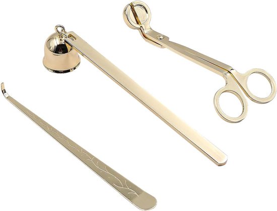 3-in-1 Kaarsen Onderhoud Set met Wick Trimmer, Kaars Doofker en Wick Dipper - Perfect voor Kaarsliefhebbers en Cadeaus (Goud)
