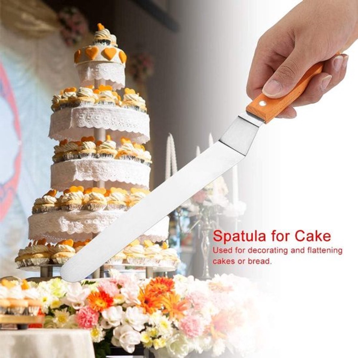 - Taart Crème Spatel - Decoreren - Houten Handgreep - Bak- en Gebaks Gereedschap - Roestvrijstalen Schraper Mengselset met - Glazuur Olie Toner - Professionele Spatels - Geschikt voor - Glazuur Schilderij - RVS.