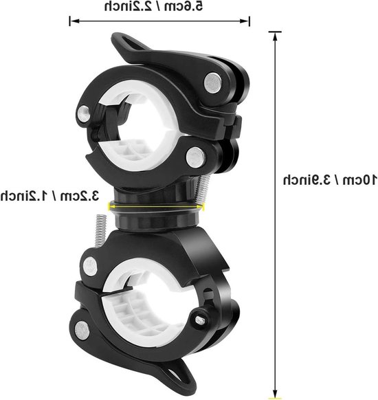 2 Stuks Universele Fiets Steun voor Zaklamp - Verstelbare en Flexibele Beugel voor LED Lamp, MTB Torch Klem Accessoires en Draaibare Houder — afbeelding 4
