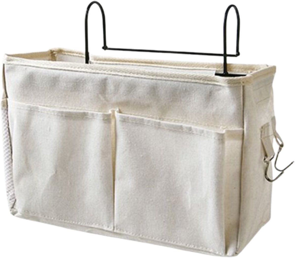 Bedside Pocket - Wit - Bed Opbergzak - Katoen - Wit - Opbergzak Bed - Bedside Table - Bedside Organizer - Bedside Pocket Opbergzak