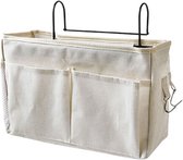 Bedside Pocket - Wit - Bed Opbergzak - Katoen - Wit - Opbergzak Bed - Bedside Table - Bedside Organizer - Bedside Pocket Opbergzak