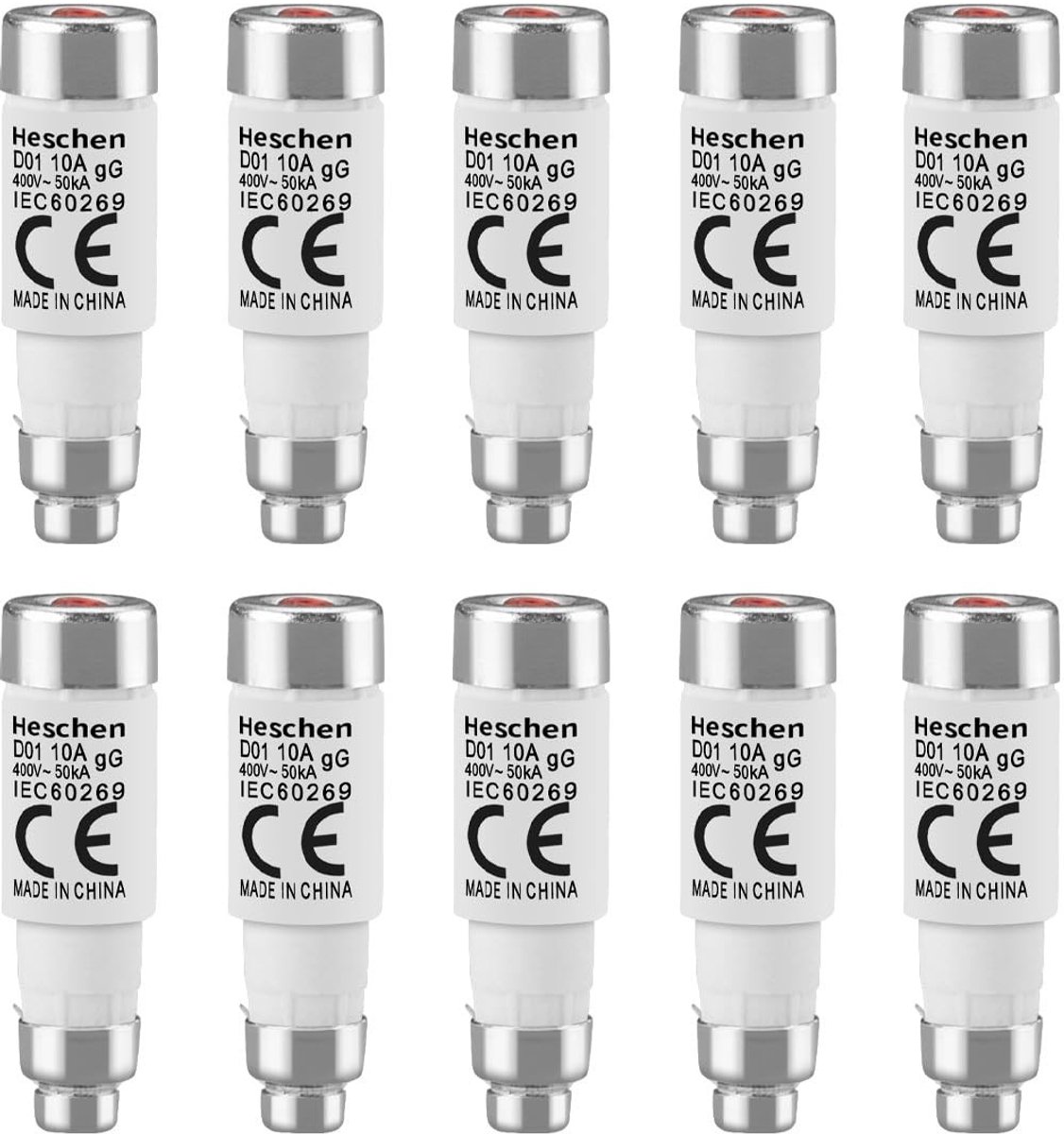 aladdien - Neozed keramische zekeringaansluitingen - 10 x 10A - Duurzaam en betrouwbaar - Compact formaat - Type D0/D01 - Ideaal voor elektricien - ...