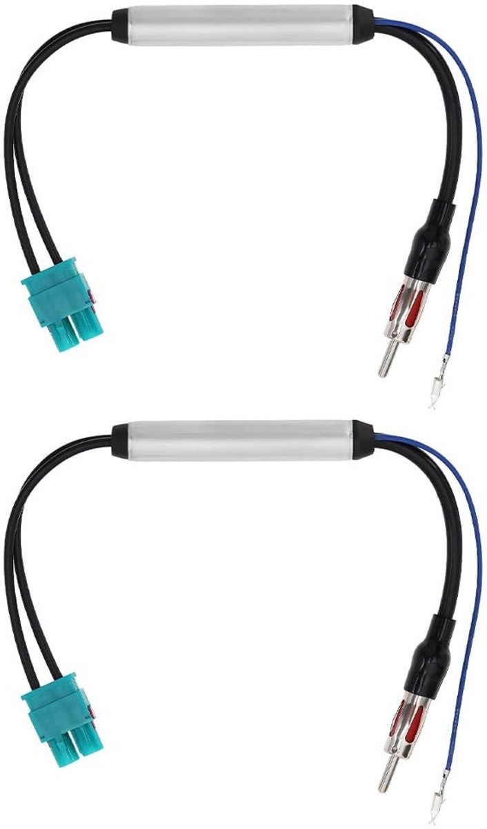 aladdien - Autoradio Antenneversterker - Dubbele Fakra naar DIN-adapter - Verbeterde FM-ontvangst - Compact formaat - Geschikt voor voertuigen met d...