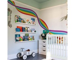 Neukids Large Rainbow Wall Tattoo 320 x 40 cm Wavy Rainbow Wallpaper Border, Wall Sticker Children's Room, Baby Room, Bedroom, Living Room, Corridor, Classroom, Wall Decoration