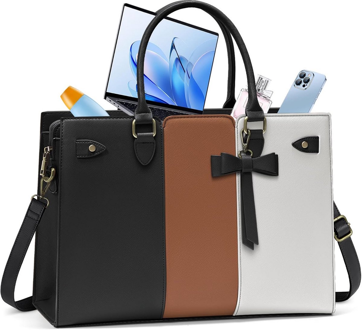 Luxe PU Leren Laptoptas voor Dames - Grote Shopper Schoudertas 15.6 Inch