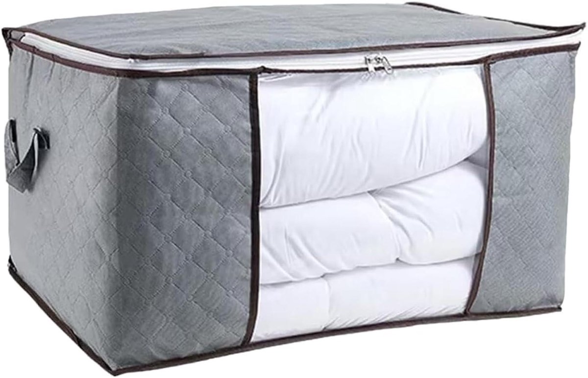 Opbergtas Dekbed - Kleding Opberger - Huis Organiseren - Grote Capaciteit - 60x40x35 cm - Grijs