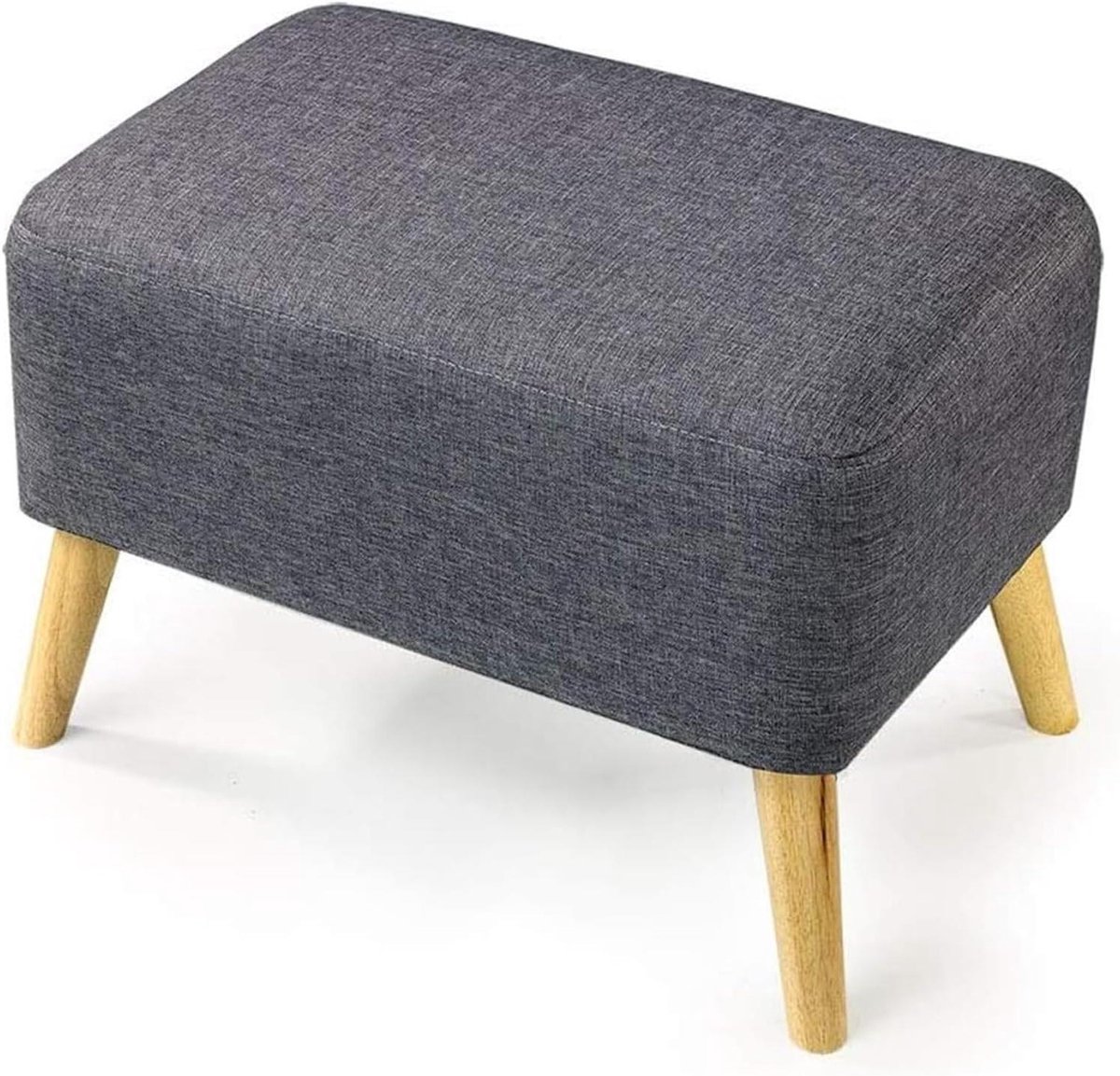 Voetenbank Vierkant - Ottomaanse Kruk - Ontspannen Zitten - Afneembare Linnen Hoes - 65 x 45 x 45 cm - Grijs