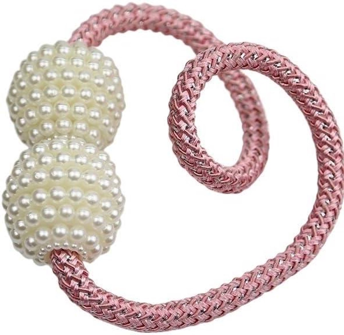 Gordijnhouder met bal - Gordijnband decoratie - Gordijnen decoreren - Geen boren nodig - 45 cm lengte - Roze