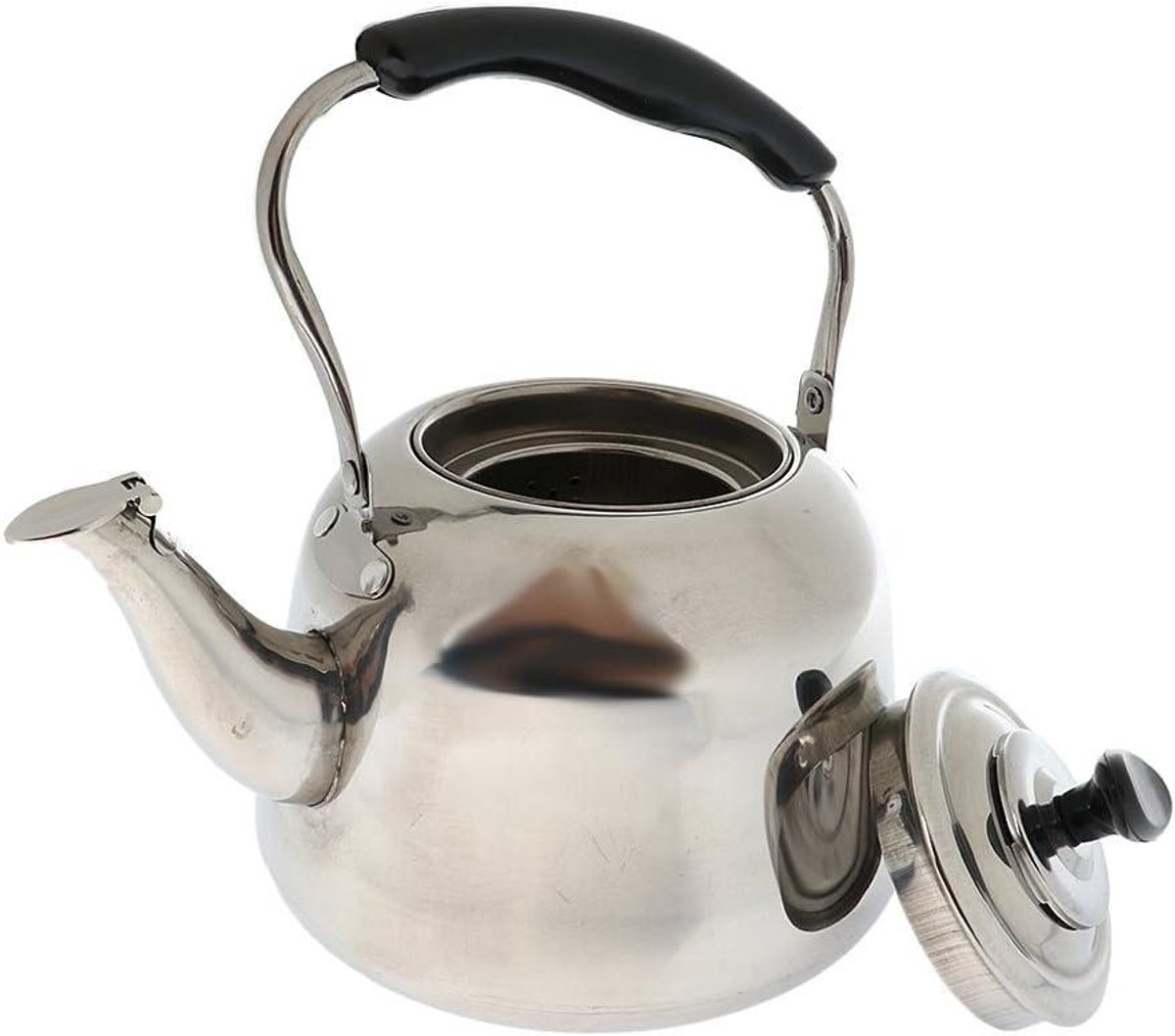 Waterkoker RVS - Theepot - Kamperen Koken - Fluitfunctie - 2 Liter - Zilverkleurig