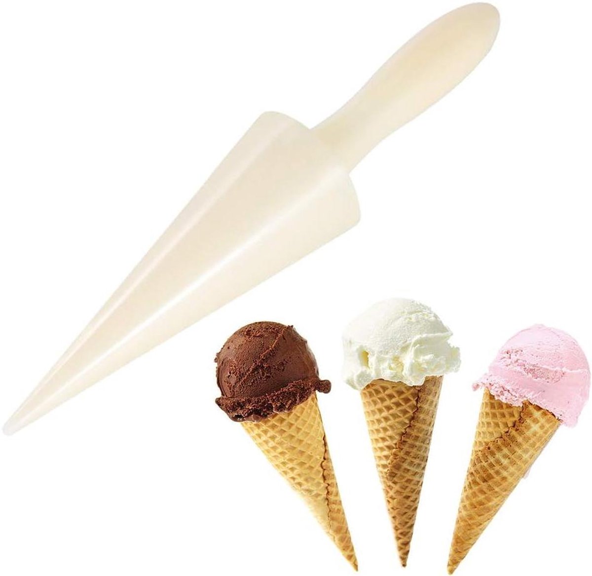 IJsjes Vormen - Hoorns Rolletjes - Zelf Bakken - Herbruikbaar Plastic - 23.5x5cm - Wit