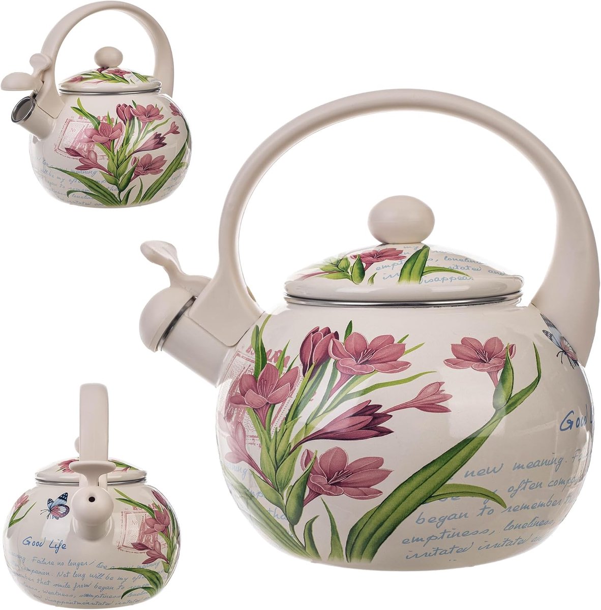 Waterkoker Met Pijp - Theepot Retro - Water Koken - Fluitend Signaal - 2.2 Liter - Crocus
