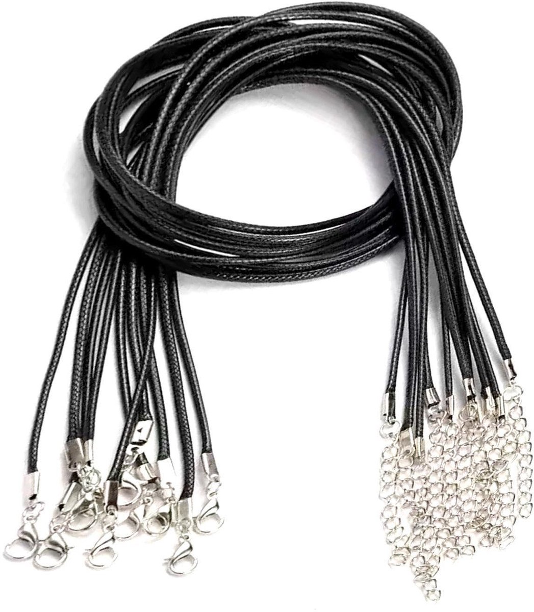 aladdien - Leren Ketting - Waxkoord Sieraden - Duurzaam - Zwart - Koord Met Gesp - Verstelbare Leren Halsketting - Geschikt Voor Dames En Heren - St...
