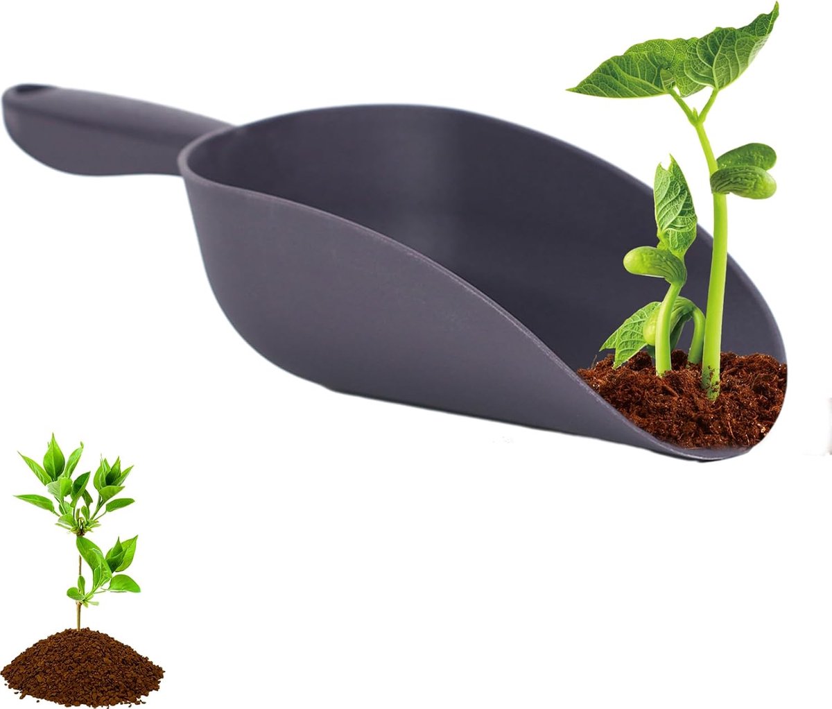 Tuingraafschep - Bodemschep Potgrondschep - Planten Verpotten - Ergonomische Grip - 34 cm - Grijs