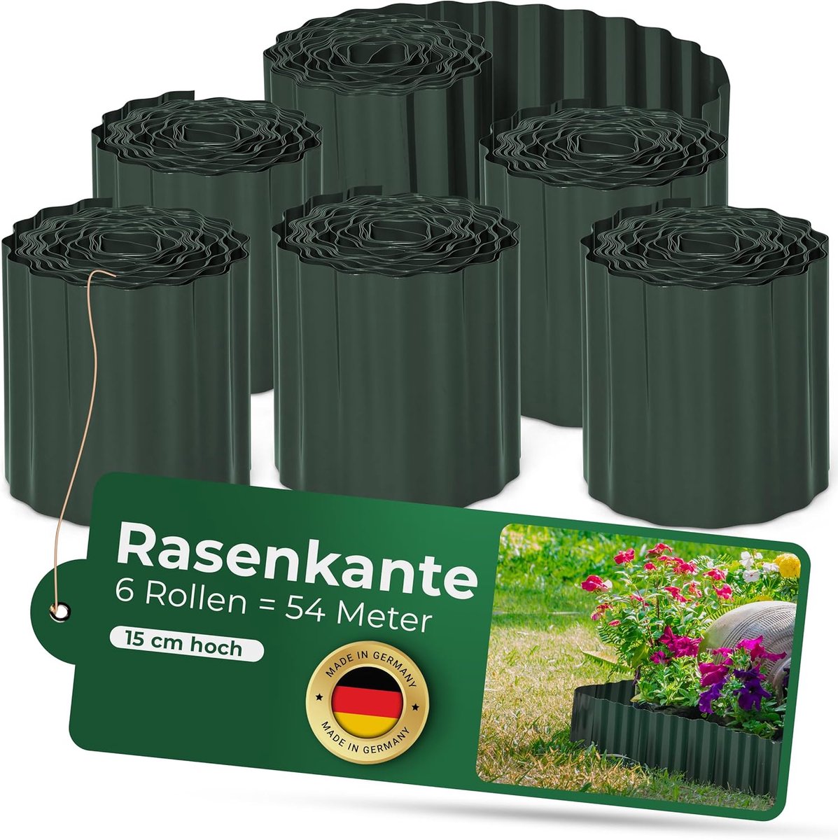 Gazonrand Kunststof - Tuinbed Omranding - Tuin Afbakenen - Wortelblokkering Bamboe - 15cm