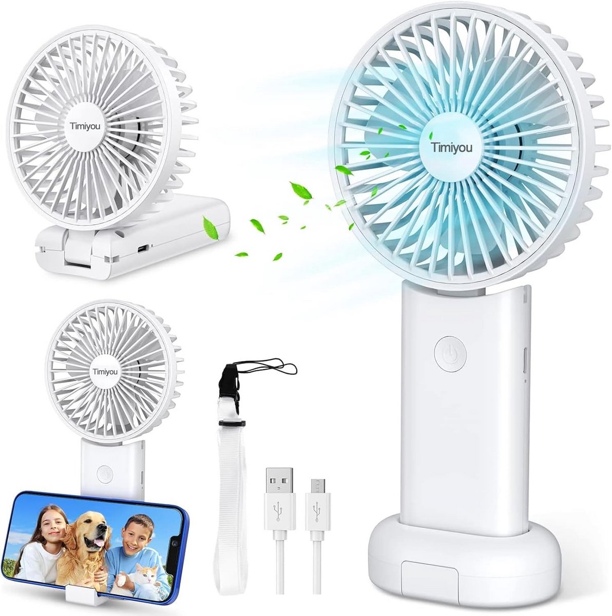 Draagbare Mini Ventilator Oplaadbaar met 3 Snelheden - Ideaal voor Reizen, Onderweg en Binnen