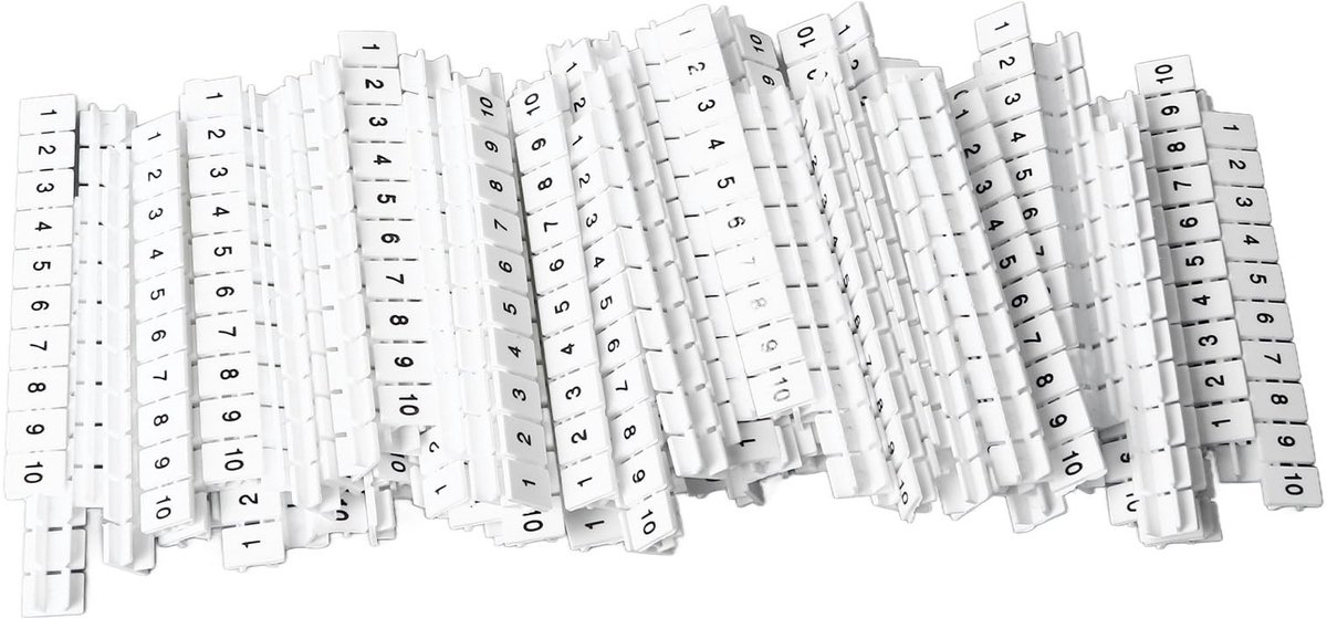 SPHProducts - Terminal Marker Strips - Etiketstroken voor Klemmenblokken - Flexibel en Aanpasbaar - 100 Stuks - Geschikt voor Rails - 8 Mm Spacing