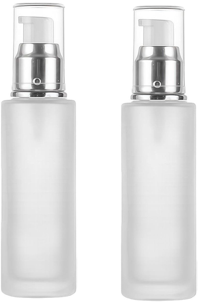 aladdien - Lege Glas Lotion Pomp Dispenser - Hervulbare Cosmetische Fles - 120ml - Frosted - Ideaal voor Reizen - Set van 2