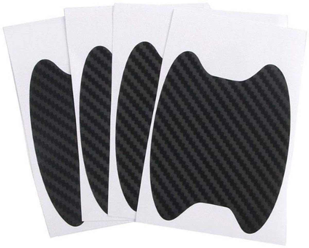 aladdien - Autodeurgreep - Krasbestendige Beschermfolie - Set van 4 - Zwart - Universele Koolstofvezel Sticker - Bescherming voor Deurgrepen - Gesch..