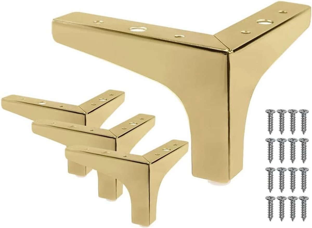 aladdien - Meubelpoten - Moderne stijl - Metaal - Bank - Driehoekige voet - Tafel - Geschikt voor kast - Goudkleurig model