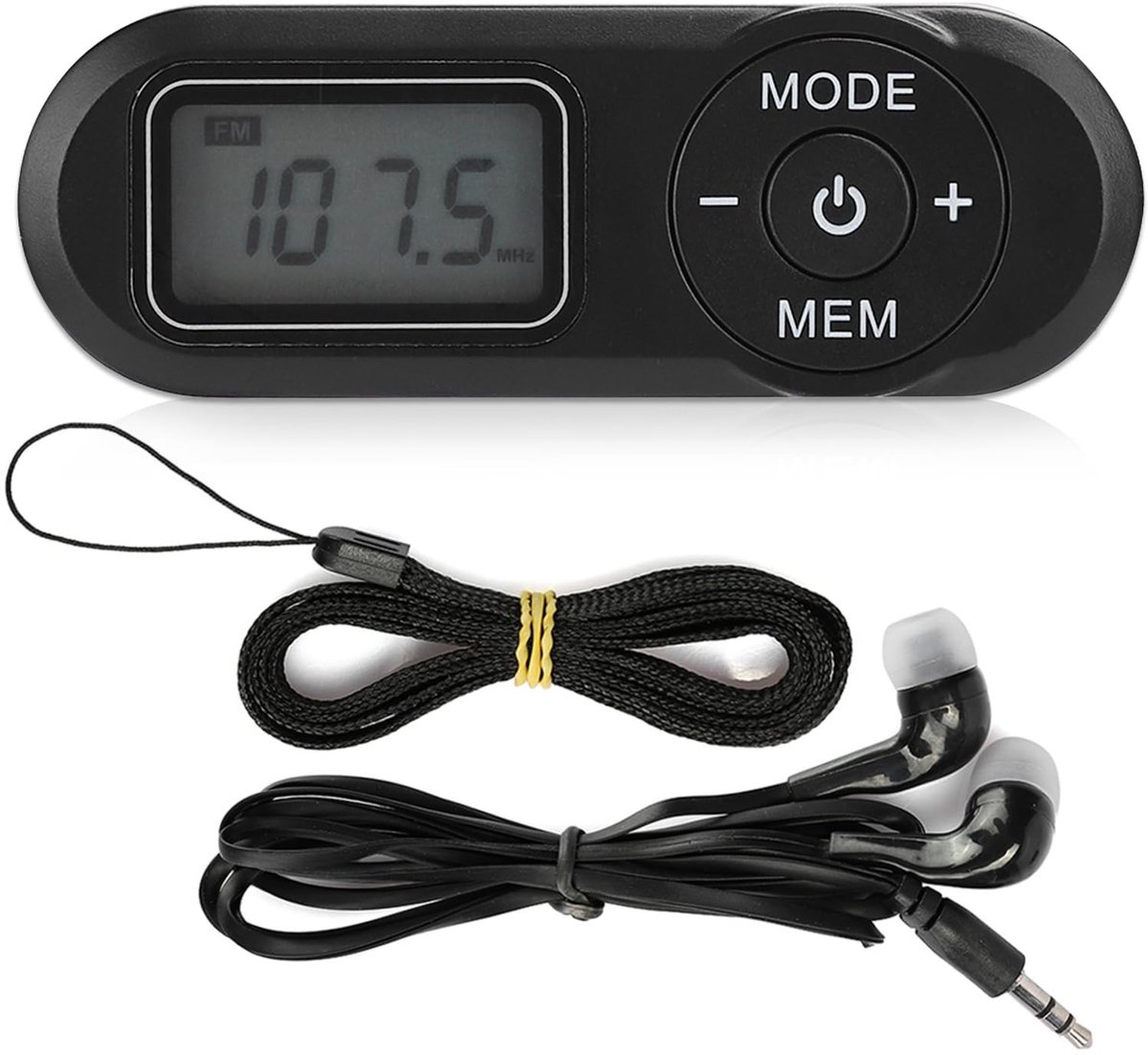 aladdien - FM-radio - Digitale muziekspeler - Draagbaar en compact - Zwart - LCD-display - Geschikt voor onderweg - Mini formaat