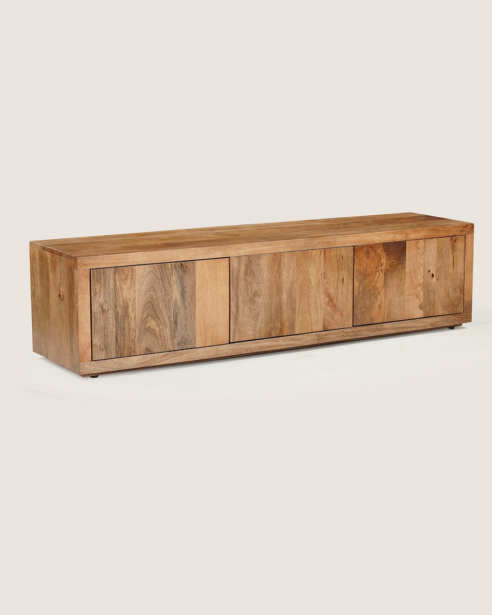 TV Meubel 160 cm Mangohout – 3 Deuren – Bruin – Landelijk