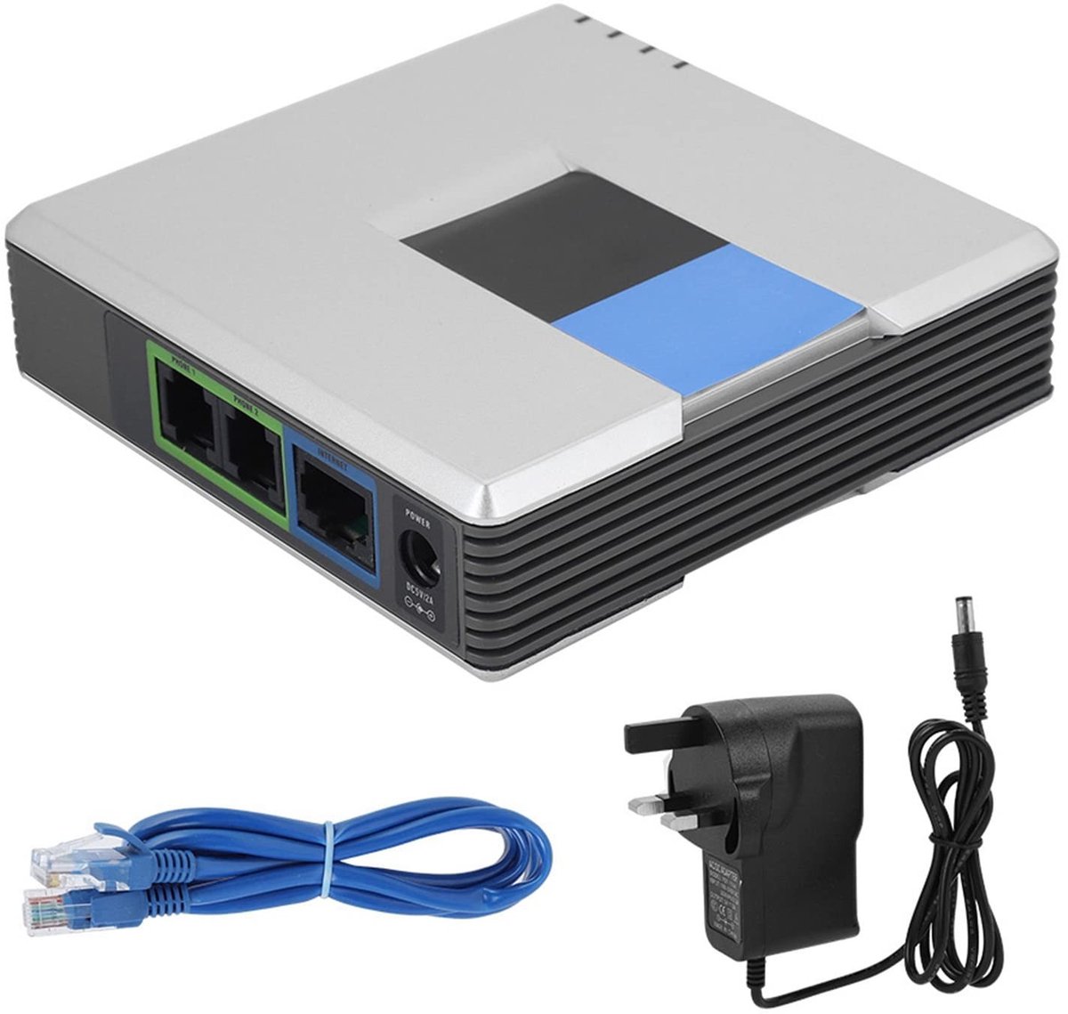 aladdien - VoIP-telefoonadapter - 2-poorts analoge telefoonadapter - Betrouwbare verbinding - Compact formaat - VoIP-gateway - Geschikt voor thuisge...