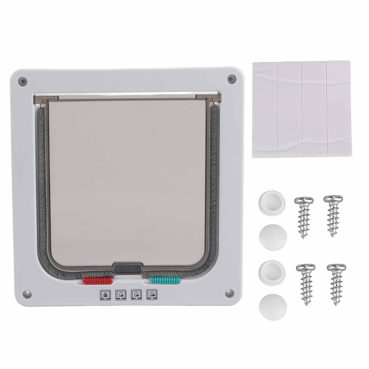 aladdien - Smart Katten- en Hondenflap - 4 Functies - Wit - Dikte 50 mm - Geschikt voor Kleine Dieren - Eenvoudige Installatie