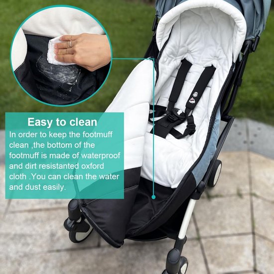 Universal Pushchair Footmuff for Baby Zen YOYO/YOYO2 & Bugaboo, Waterproof Fabric Base, Easy to Clean, Warm Foot Cover for Pushchairs van universal — afbeelding 4