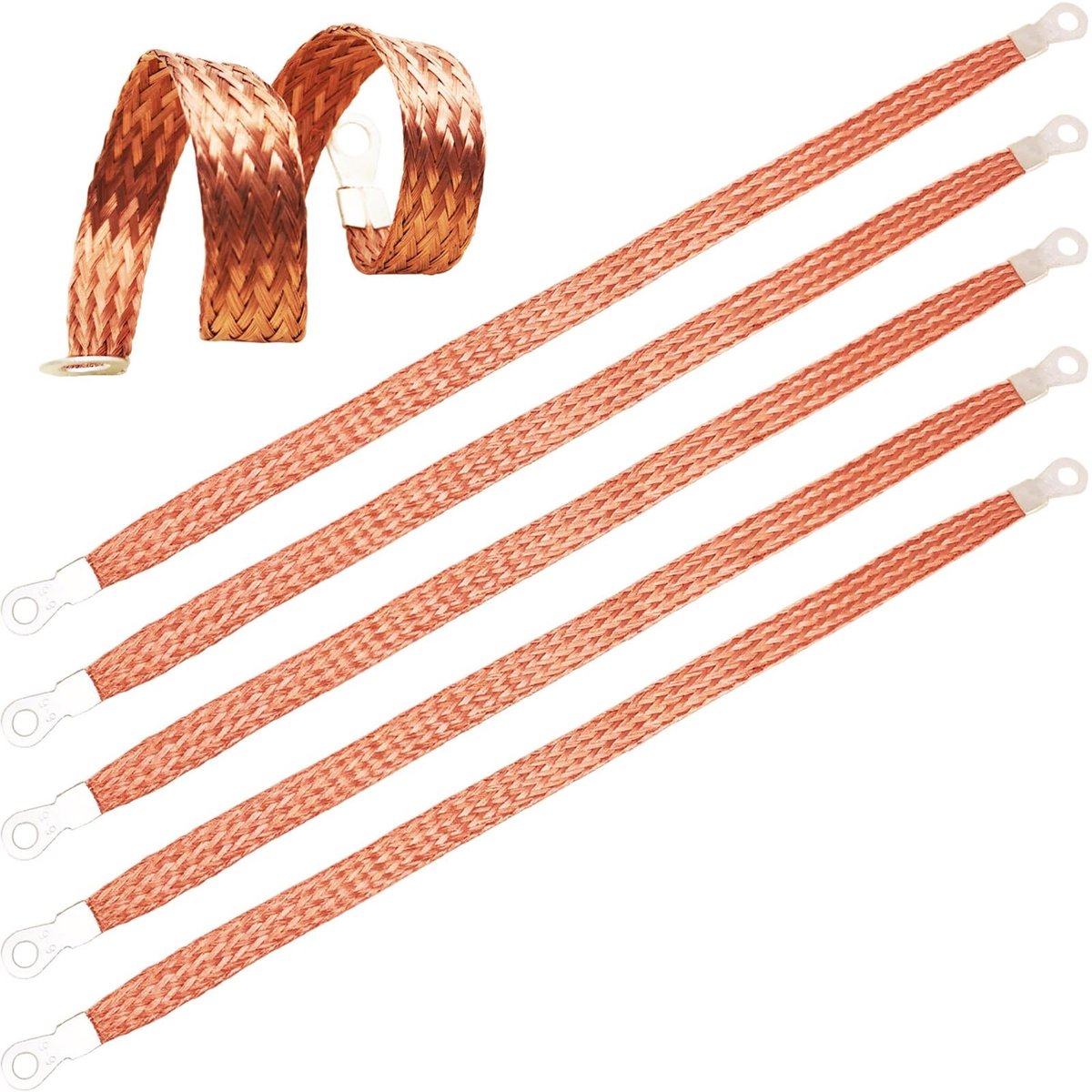 ONF3 - Universele Automotive Koper Massage Strip - 32cm - Heavy Duty Aardingsstrip - Zeer Flexibel - 5 Stuks - Geschikt voor Motoren