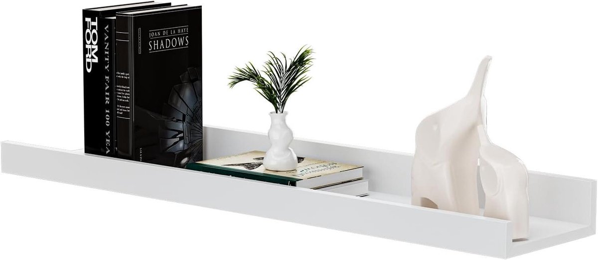 Wandrek - Zwevend rek - Woonkamer decoratie - Verhoogde rand - 60 cm - Wit