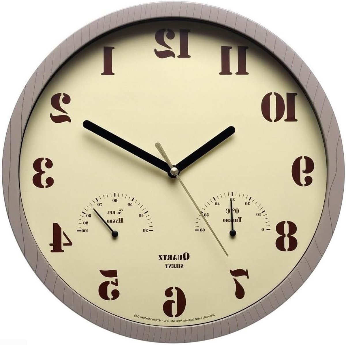 Buitenwandklok - Weerbestendige Klok - Tuin Decoratie - Met Thermometer Hygrometer - 26 cm - Geel