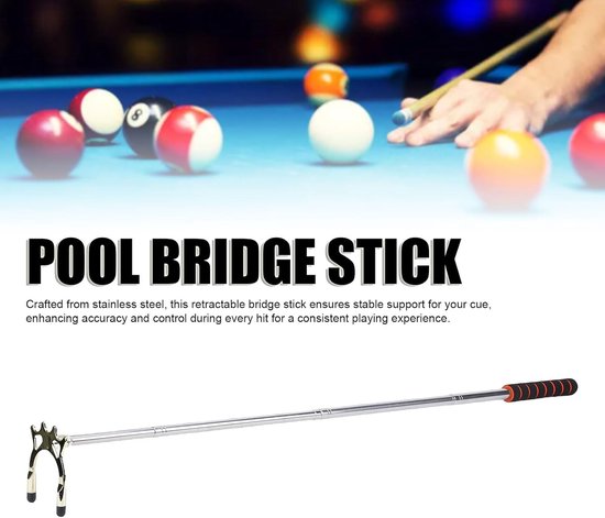 Intrekbare Poolkeu Brug - Verstelbare Keusteun - Biljart Spelverbetering - Telescopische Verlenging - 2 Componenten - Zilver — afbeelding 5