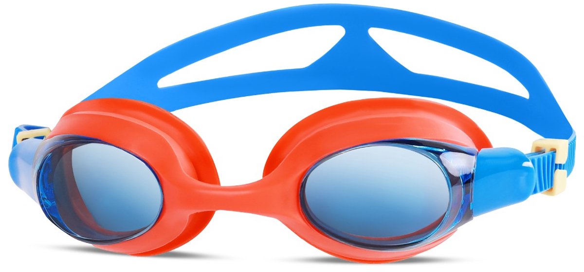 Spokey OLI Zwembril - blauw / rood - anti-fog coating - UV-beschermingsfilter - siliconen afdichtingen
