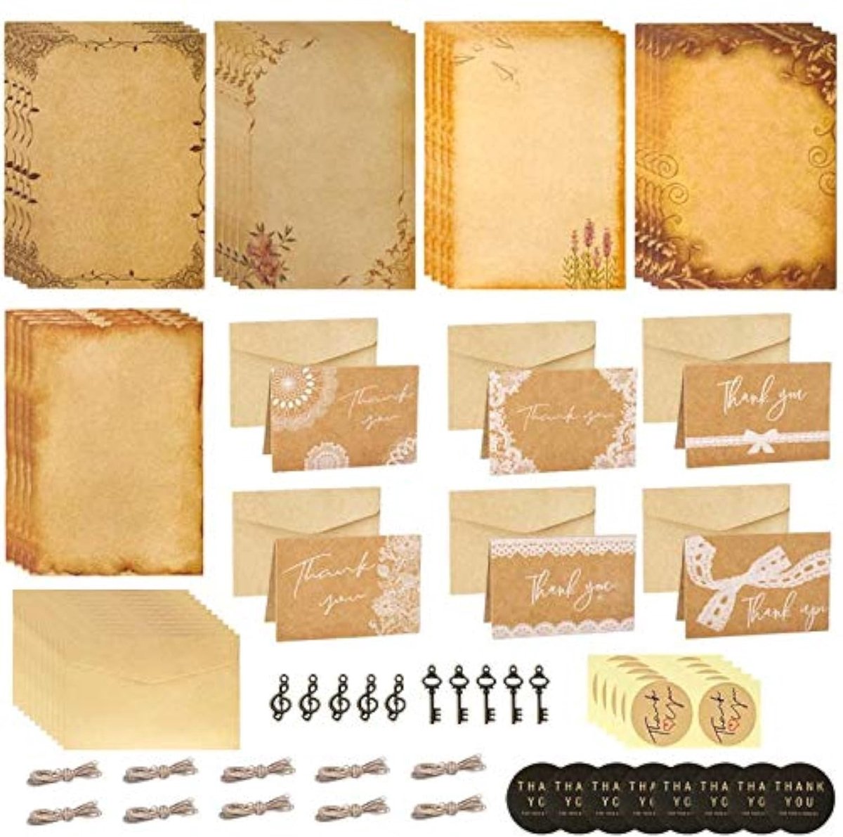 aladdien - Verouderd Papier en Enveloppen Set - Vintage Briefpapier Schrijfsets - Retro Design voor Creatieve Projecten - 21 x 14,8 cm - Oude Mode -..