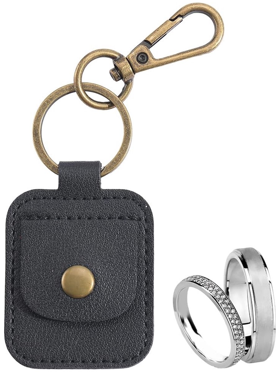 ONF3 - Leren Ring Houder Sleutelhanger - Draagbare Sieraden Organizer - Zwart - Sleutelhanger - Compact en handzaam - Geschikt voor dagelijks ge...