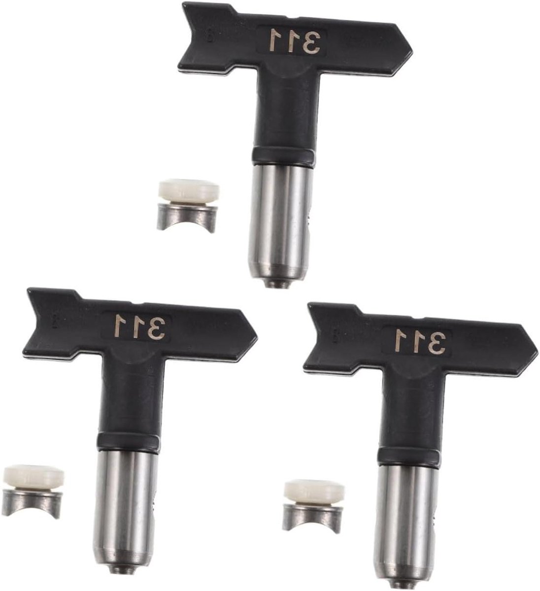 Spuitmond Tips - Airbrush Accessoires - Verf Spuiten - Omkeerbaar Ontwerp - 3 Stuks - Zwart