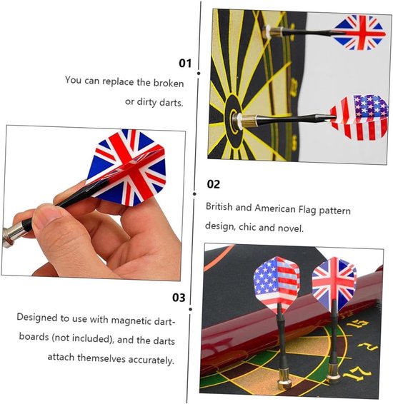 Magnetische Darts - Veiligheidspijltjes - Spel & Plezier - Vlag Design - 10 Stuks - Diverse Kleuren — afbeelding 3