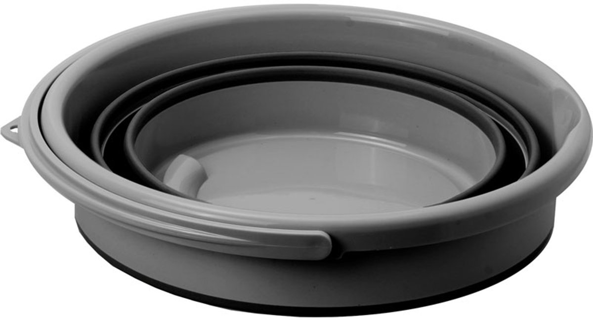 Brunner Drum 15 Opvouwbare Campingemmer - Zwart/Grijs - 15L - Ø36 cm - Lichtgewicht - Ruimtebesparend - Voor Water, Afwas of Opslag - Hitte- en Vorstbestendig
