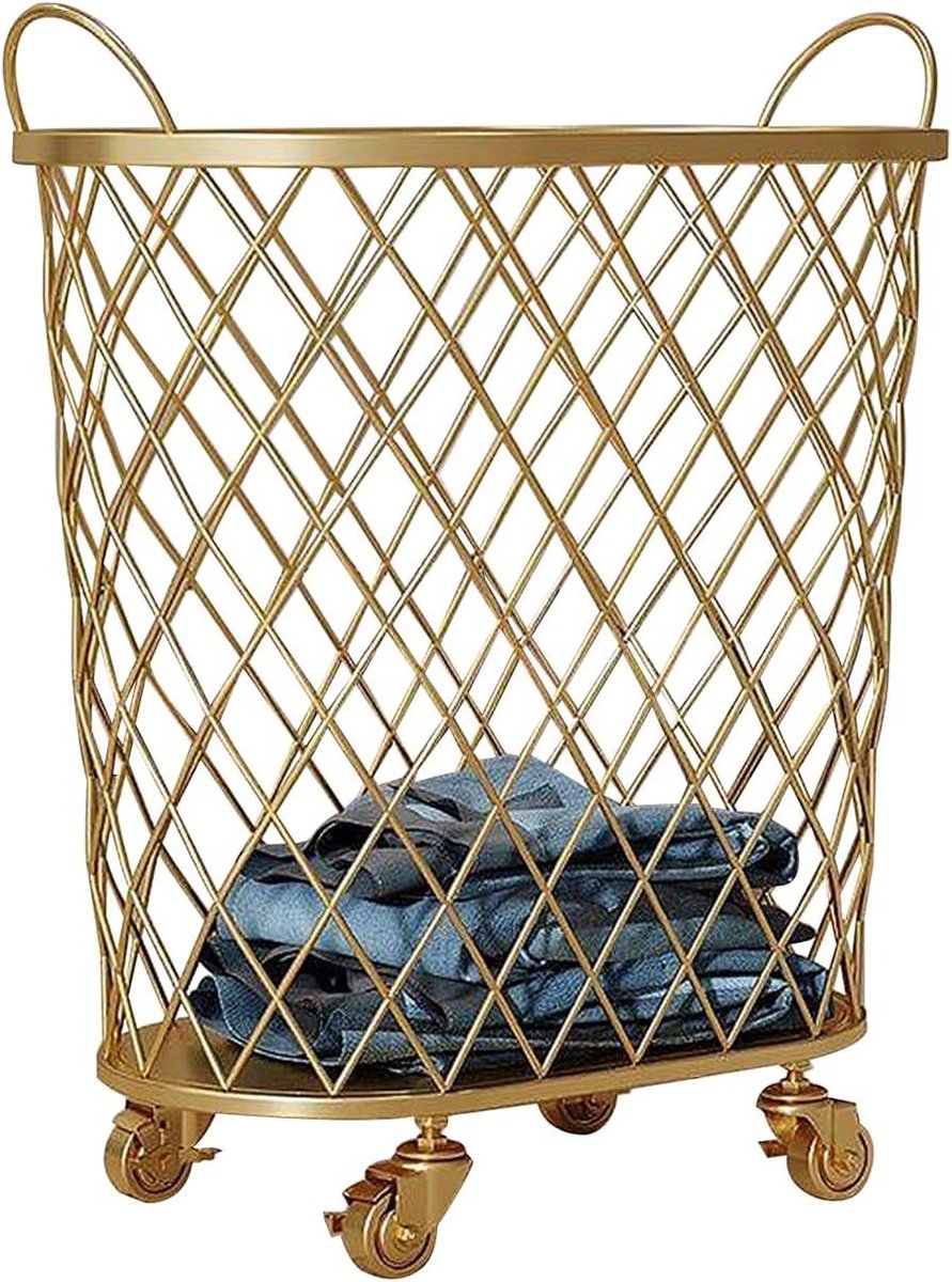 Wasmand met wielen Opbergmand gaasdoek Thuis organiseren Ademend mesh materiaal Hoogte 517 cm Zwart
