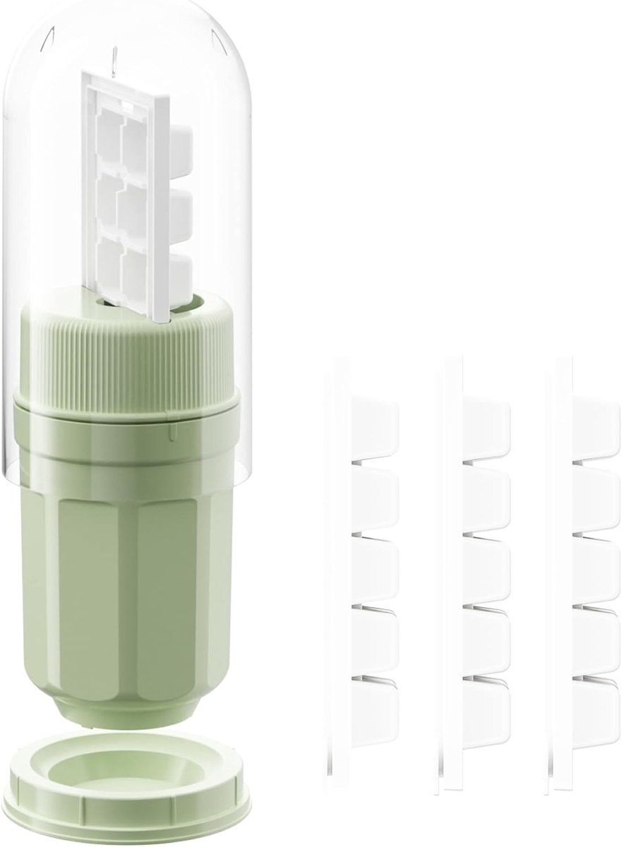 VHV - Ijsblokjesvorm - Ijsblokjesvorm met deksel - Herbruikbare ijsblokjesmachine - Met 3 stapelbare ijsbakjes met deksel en stofkap - Eenvoudig te openen met één draai - Universele 2,1 inch bekeradapter - Voor de meeste bekers - Groen