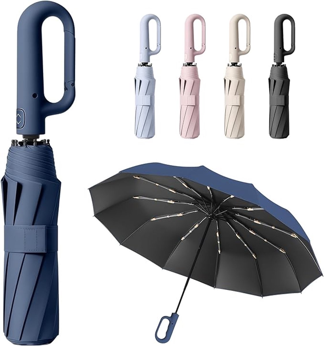 VHV - Paraplu - Paraplu opvouwbaar - Automatisch opvouwbare paraplu – Wind- en stormbestendig - Compacte – Lichtgewicht en stevig – Gemakkelijk te openen en te sluiten – Reisparaplu voor mannen en vrouwen - Blauw