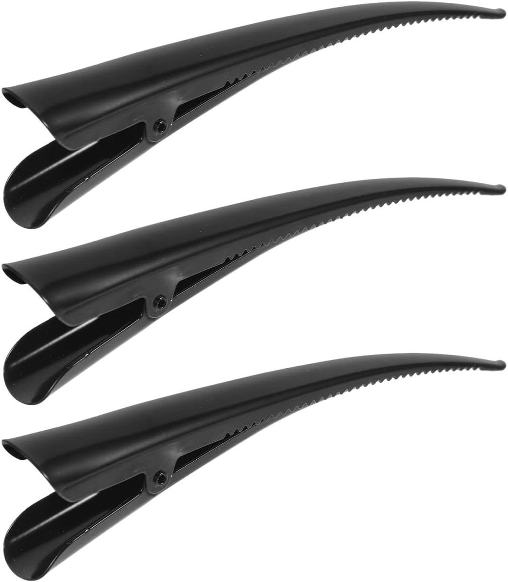 Haarspelden Set - Kappersklemmen - Haar Styling - Metalen Krokodil Clip - 3 Stuks - Zwart
