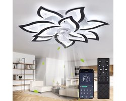 10 Sterren Ventilator Lamp - Plafondventilator - Zwart - Smart Lamp - Met Dimmer - 3 Standen Ventilator - Keuken Lamp - Woonkamerlamp - Moderne lamp
