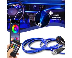 Lucion® Auto led verlichting | Lightstring met autolader| 12V/5V | Auto interieur verlichting |…