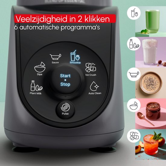 Moulinex Blend Up Essential LM1EHBF0 - Mini Blender - Romige smoothies en sauzen - 800 W - 6 automatische programma’s - Tritan drinkflessen voor onderweg - Smoothie blender van Moulinex — afbeelding 3