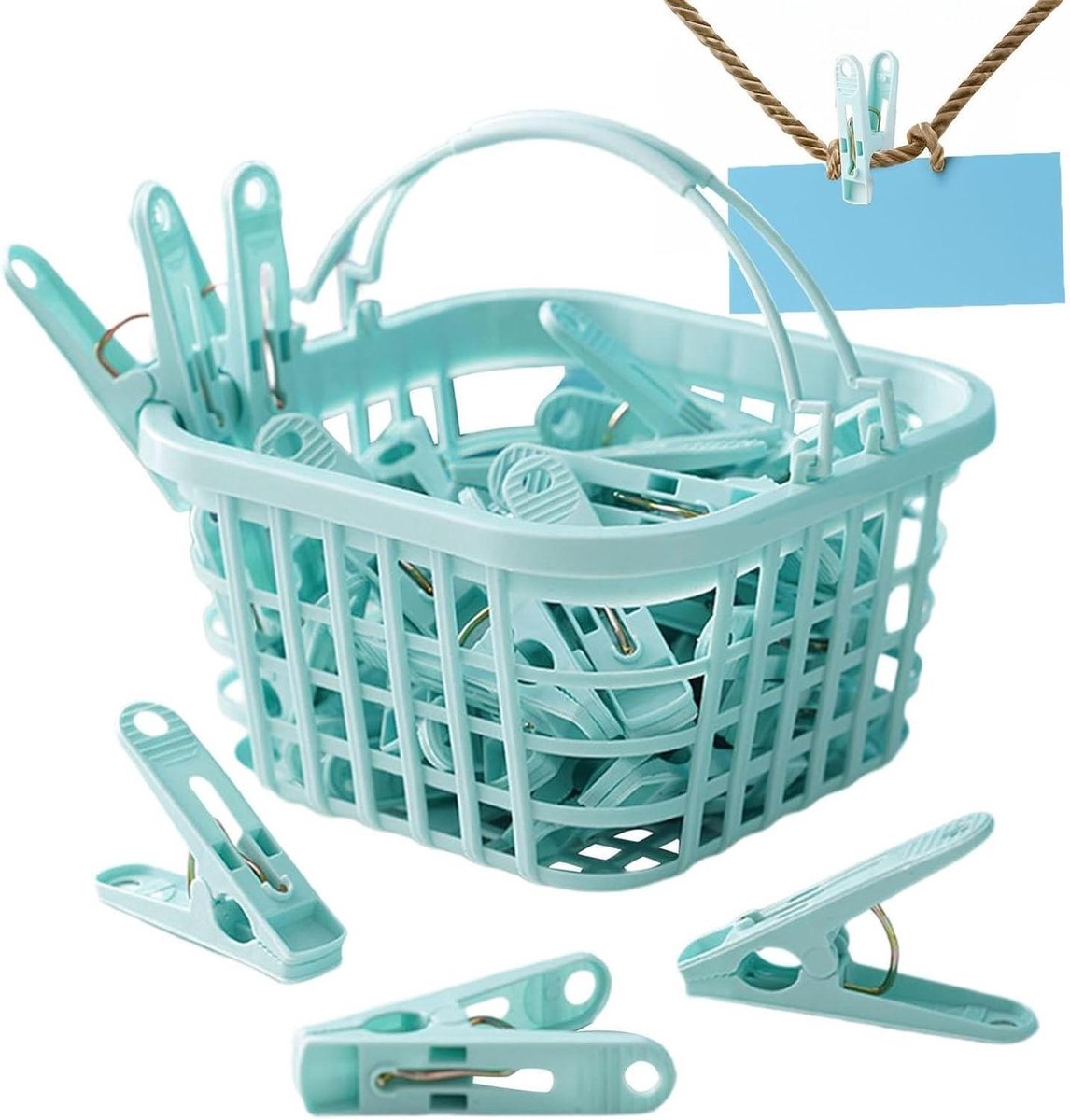 Kledinghangers Set - Wasknijpers Clips - Dingen Ophangen - Windproof Ontwerp - 30 Stuks - Blauw