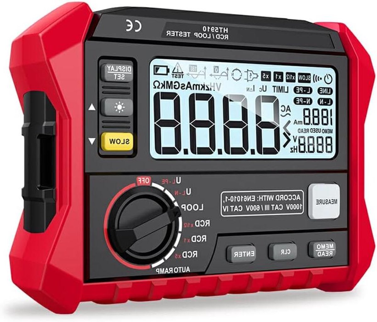 Weerstand Tester - Elektrische Meter - Installatie Inspectie - Opslag 1000 Resultaten - 34x27x9cm - Grijs