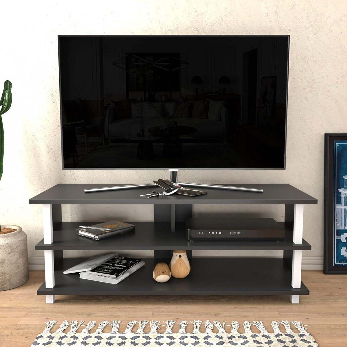 Tv-meubel - Mediabureau - Entertainment - Modern design - 120 cm breed - Wit antraciet