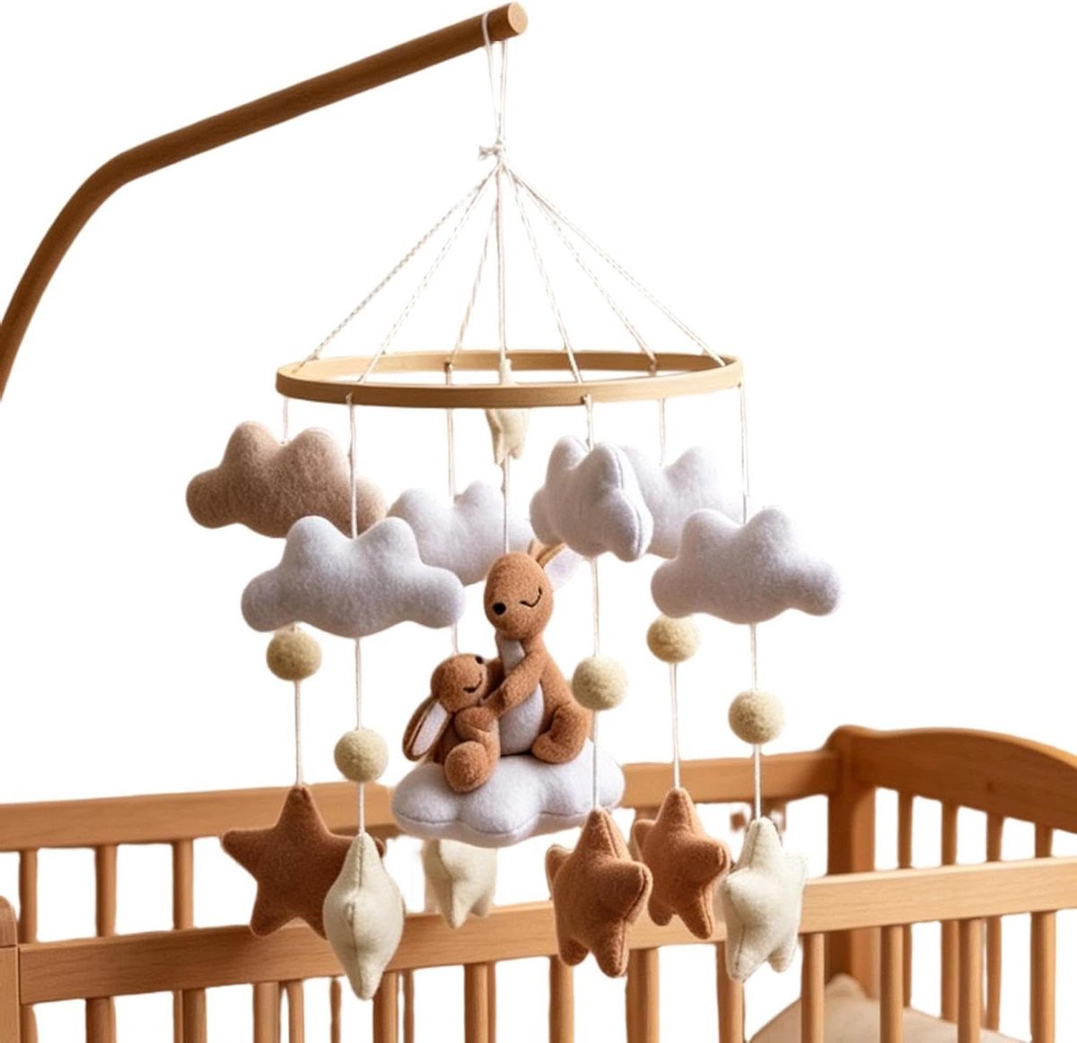 Babybed Mobiel - Wiegdecoratie - Kind Kalmeren - Dubbel Konijn Design - 48 x 25 cm - Blauw