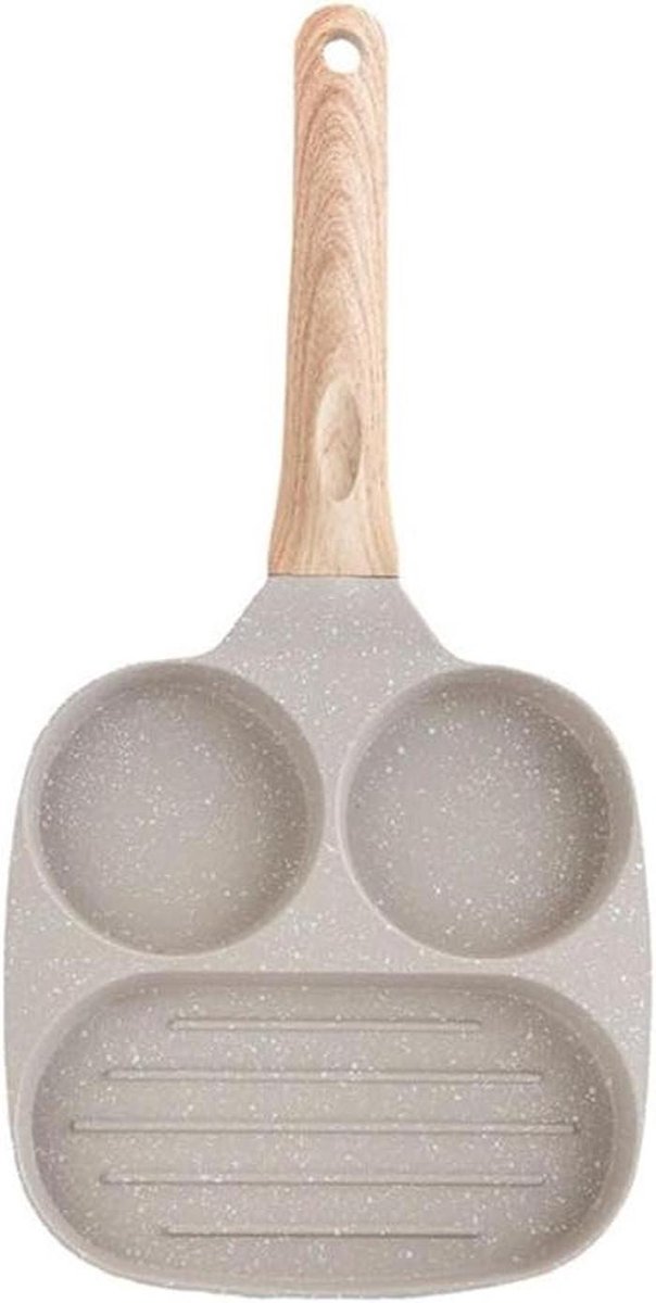 Omelet Koekenpan - Pannenkoekenpan Graniet - Ontbijt Maken - 3-Kops Ontwerp - 30 cm - Zwart